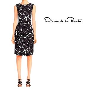Oscar de la Renta Silk Floral Print Stretch Dress with Pockets